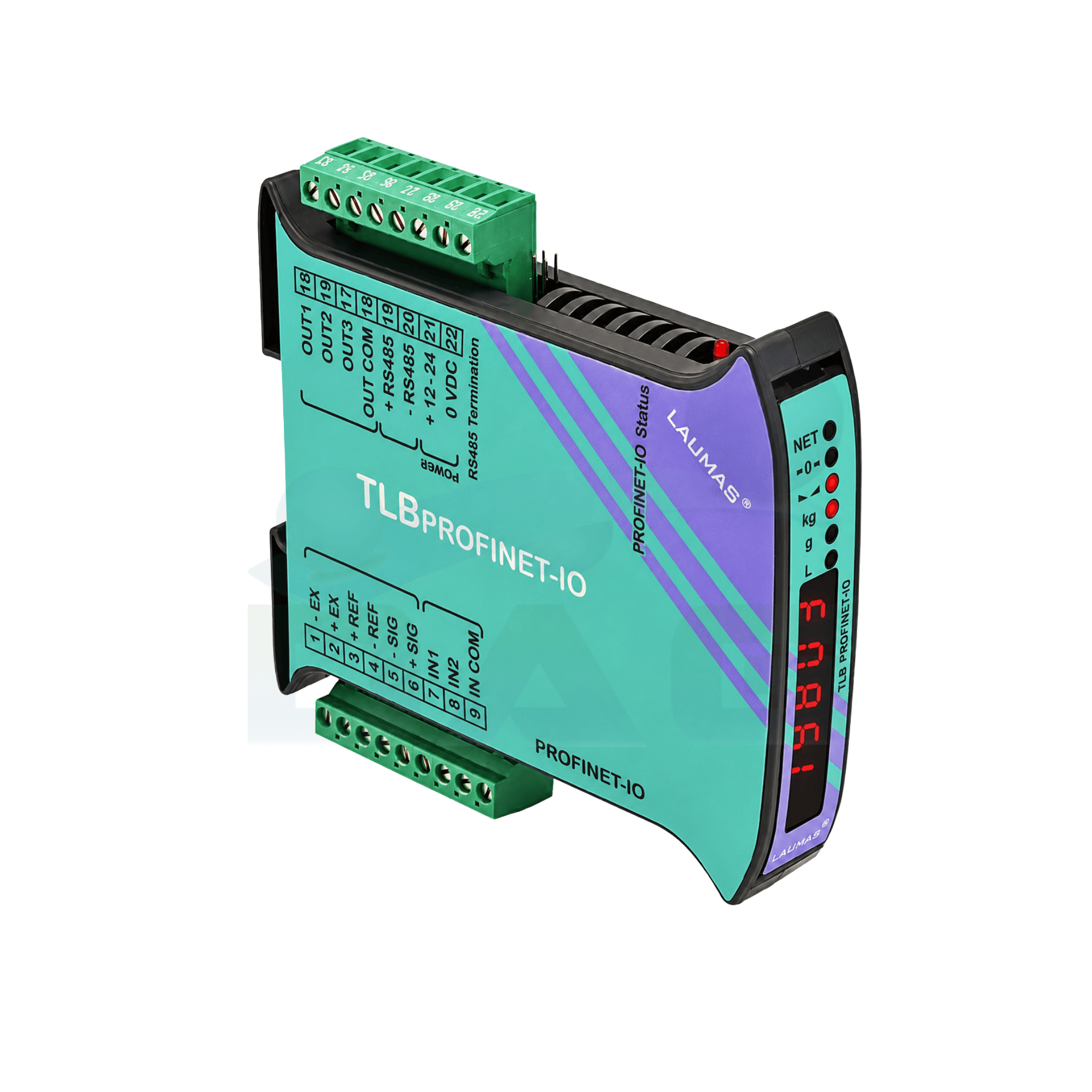 Módulo de pesaje Laumas Modelo TLB Profinet, vista en perspectiva