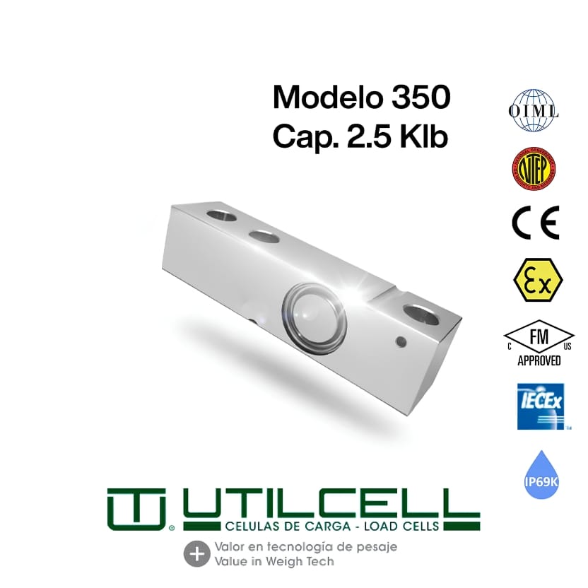 Celda de carga tipo barra Utilcell modelo 350nUS de 2.5 klb